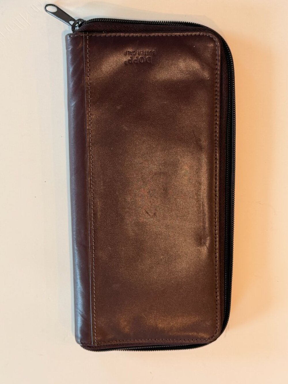 Dopp Butter Calf Brown Leather Zip Around Travel Wallet Clutch Organizer